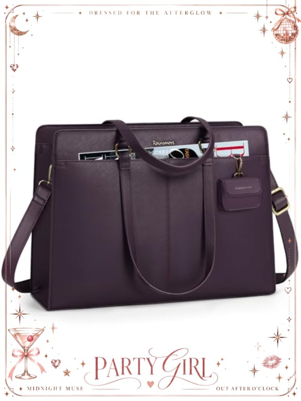 RAINSMORE Waterproof PU Leather Laptop Tote Bag 15.6 Inch Work Briefcase
